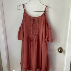 Elegant Terracotta Cold Shoulder Dress